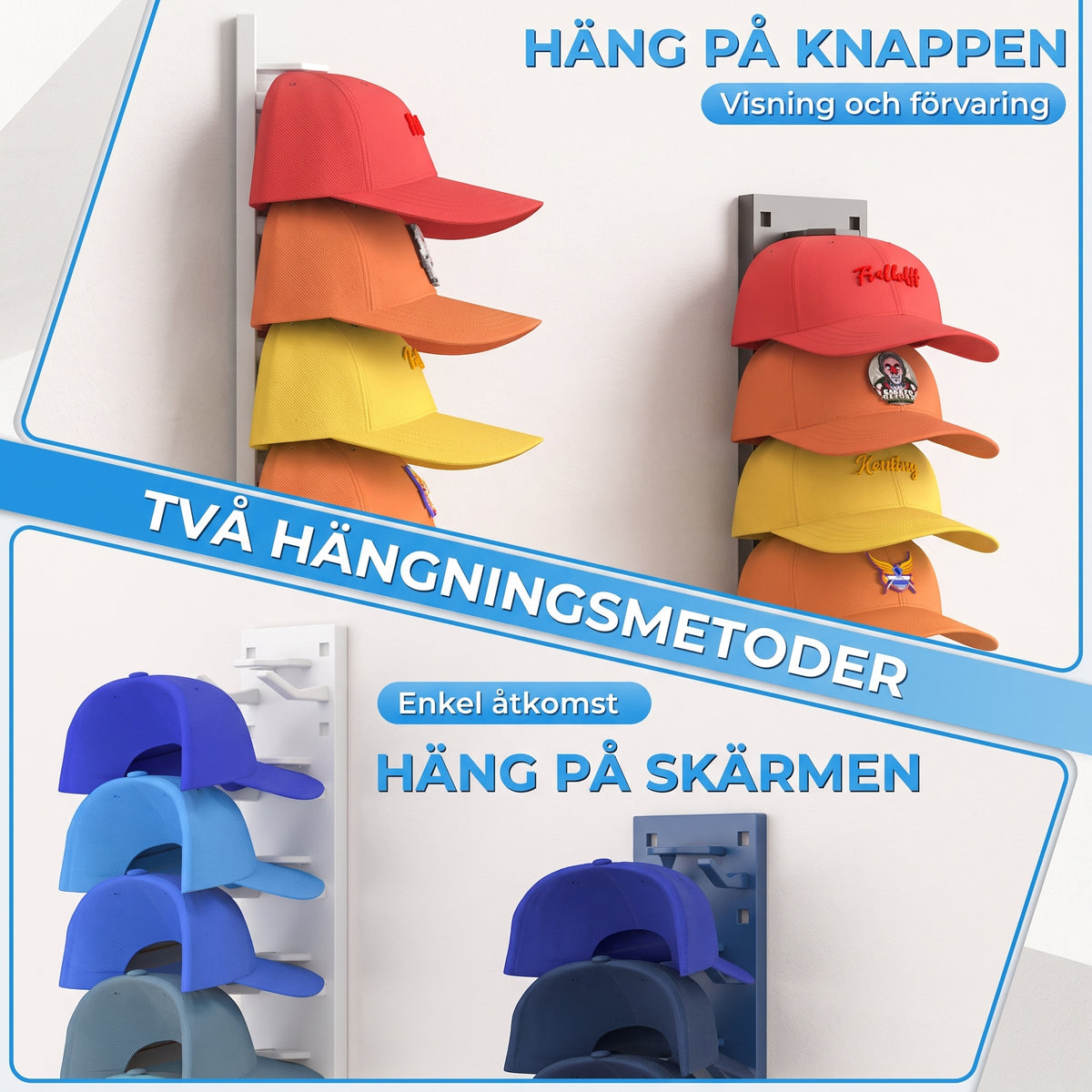 Wall-Mounted Cap Rack – Sleek & Functional