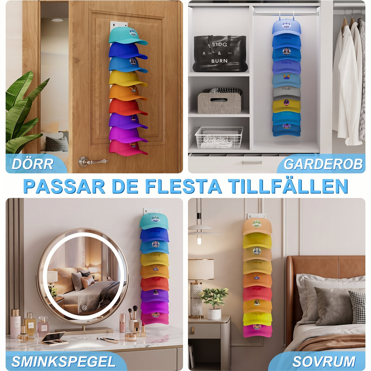 Wall-Mounted Cap Rack – Sleek & Functional
